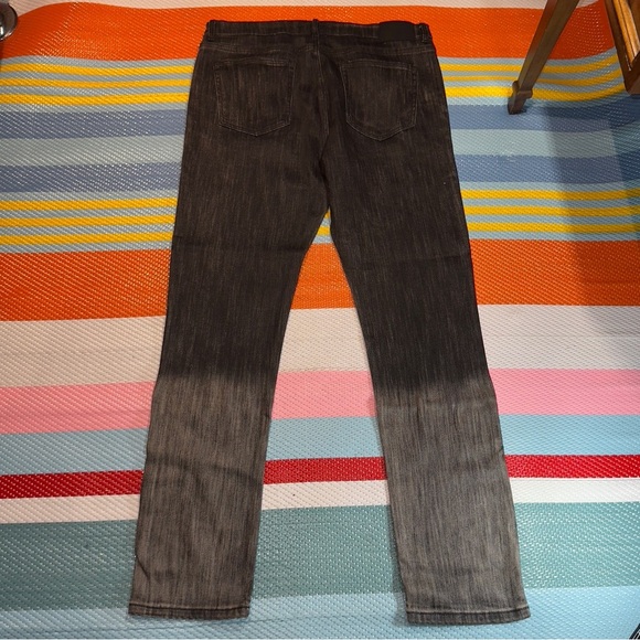 Forever 21 Dark Gray Fade Light Grey Waxed Slim Jeans Men Size 36 - Picture 2 of 3